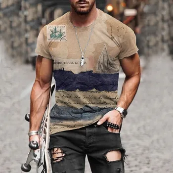 3D drukāšana T-krekls vīriešiem ir 2021. casual slim apaļu kakla īsām piedurknēm topi pavasara un vasaras modes vīriešu īsām piedurknēm T-krekls top