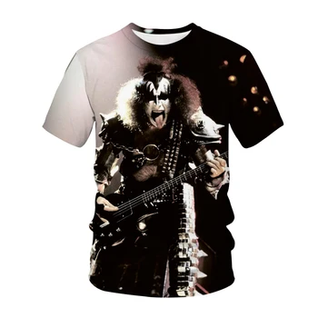 Tautas Hard Rock Band T-Krekli Skūpsts 3D Drukas Streetwear Smagā Metāla Vīriešu un Sieviešu Modes T Krekls Hip Hop t-veida Topi Unisex Apģērbi