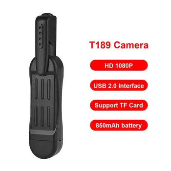 T189 Mini Kamera, Full HD 1080P Slepeno Kameru Valkājamas Mazo Pen Fotokameras Mini DVR Ciparu Mini DV Kameru Espia Atbalsta slēptās Karte