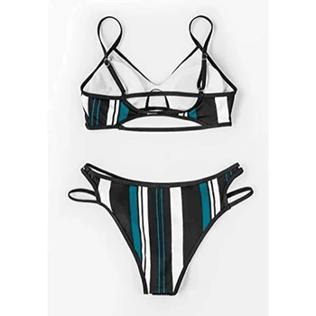 Jauns Svītru Peldkostīms Sievietēm Ir 2021. Backless Bikini Linga Peldkostīmi Uzvalks Augsta Vidukļa Pludmali, Valkāt