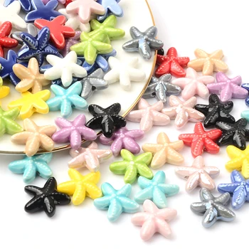 10pcs/daudz Kombināciju Krāsu Starfish Keramikas Krelles 17x6mm Hole2mm Zaudēt Keramikas Krelles Rotaslietas Pieņemšanas DIY Aproce Piederumi