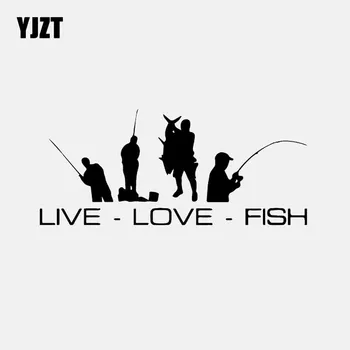 YJZT 16.6 CM*7.2 CM Lielu Live Mīlestība Zivju Vinila Auto Uzlīmes Mākslas Decal Dekoru Melna/Sudraba C24-0890