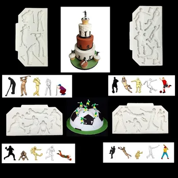 Golf/Futbols/Beisbols/Soccer Player Silikona Veidnē Pomādes Kūka Pelējuma DIY Roku Māla Veidnes Kūka Dekorēšanas Rīku Bakeware