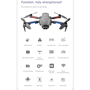 Jaunu F9 Dūkoņa GPS 5G Wifi 6K Dual HD Kamera Profesionālās Aerial Photography Drones Brushless Motors Salokāms Quadcopter Rotaļlietas