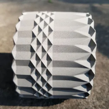 Betona Puķu Pods Pelējuma Ģeometriskā Origami Dizaina Apaļā Dimanta Cementa Puķu Pods Silikona Veidne Dārza Instrumenti Diy