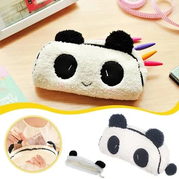 Mīksta Plīša Panda Zīmuli Gadījumā Pildspalvu Kabatas Kosmētikas Aplauzums Rāvējslēdzēju Bag Maisiņš