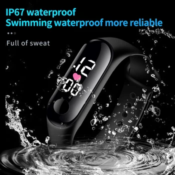 IP67 Waterproof Skatīties Sieviešu Vīriešu Unisex Led Digitālo Elektronisko Taisnstūra Aproce Vīriešu Sporta rokas Pulkstenis Relogio Masculino 2021