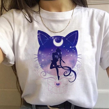 Smieklīgi 90s Dāmu T-krekls Harajuku Ullzang T-krekls Anime Estētisko Cat T-krekls Dāmas Kawaii Augšu