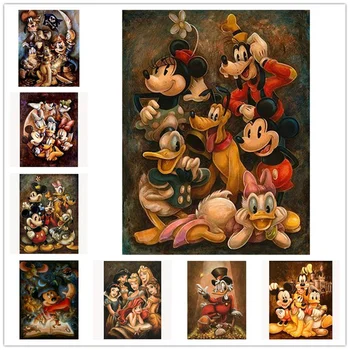 Disney Mickey Kanvas Glezna Mickey Mouse un Donald Sienas, Mākslas Plakāti un Izdrukas Sienas Mākslas Ainu, viesistaba, Bez Rāmja