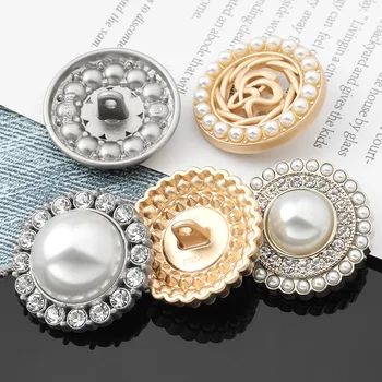 5gab/partija, 15-25mm Apaļa metāla pērļu pogas, Augstas kvalitātes kašmira mēteli, kažoku, jaku sieviešu apģērbu dekoratīvas pogas C136
