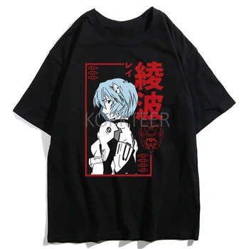 Vīriešu T-krekli Ayanami Rei Ikari Shinji Asuka Langley Soryu Anime Grafiskais Izdrukāt Vasaras Tshirts Streetwear Ulzzang Harajuku T-Krekls