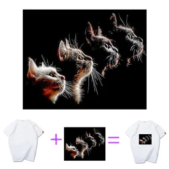 Plāksteri Dzīvnieku Kaķu Apģērbu Piederumi Diy Sieviešu Apģērbs T-krekls Siltuma Pārneses Papīrs Dzelzs Ons, Uzlīmes, Apģērbu Plāksteris
