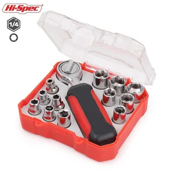 Hi-Spec 13pc Sprūds Kontaktligzdas Atslēga 1/4 Socket Set 4-13mm Ligzdas Adapteris Mini Sprūdrata Uzgriežņu atslēgu Komplekts Griezes momenta Atslēgu Auto Remonts, Instrumenti,
