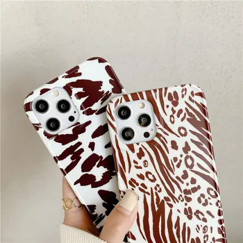 Leopards Drukāt Spīdīgs Tālrunis Lietā Par iPhone 11 12 X XR XS Mini Max 7 8 Plus SE2020 Mīksto IMD Modes Multicolor Triecienizturīgs Vāks